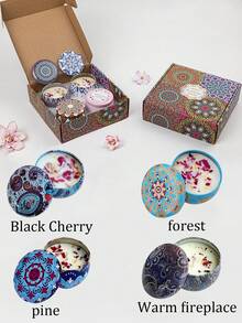 Zestaw świec zapachowych 1/4/8/12 szt., zestaw świec aromaterapeutycznych w kolorowym pudełku, wosk sojowy, wiele kombinacji zapachowych, przyjemny i intensywny zapach, bezdymny, 120 godzin palenia, na ślub, urodziny, festiwale, pamiątki ślubne, świece aromaterapeutyczne do domu, prezent świąteczny, prezent walentynkowy, dekoracja hotelu, wzór retro.