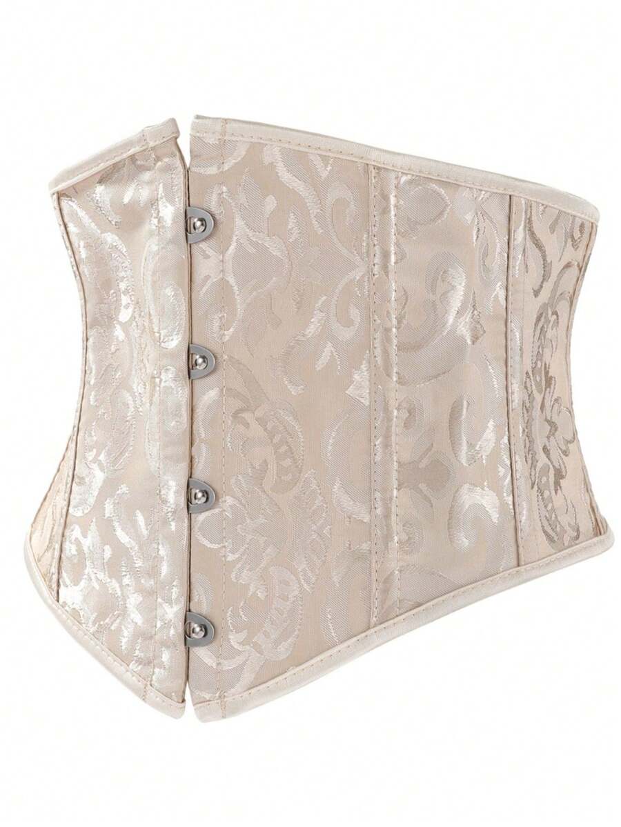 1pc Women's European Style Overbust Corset Belt, Waist Trainer For Daily Wear Women Corset Belt For Dress,Waist Trainer Waist-Shaping For Cinched Waist And Tummy Control Halloween Costume - Apricot - View 1