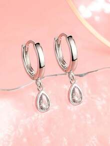 1 pereche elegantă cercei cu zirconiu și picături de apă, potriviți pentru purtare zilnică, cadou de Ziua Îndrăgostiților