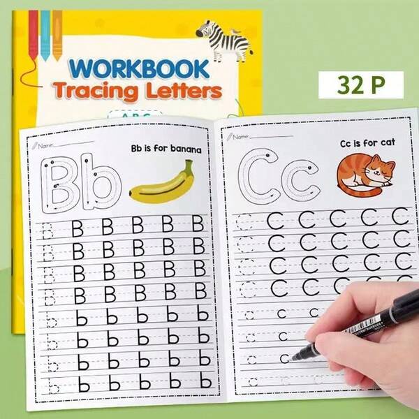26 Alphabet Practicing Uppercase And Lowercase Letters English Coloring Book Pen Control Training Handwriting Practice Book