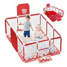 Corralito Bebe Con Vallas Para Bebé Plegable Corral, Rojo - Rojo - Ver 1