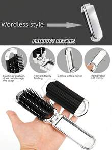 مشط محمول مضغوط قطعة واحدة، مع وسادة هوائية ومرآة يدوية للمكياج، مشط تصفيف الشعر قابل للطي مع مرآة للمكياج، مشط وسادة هوائية مثالي لاستخدام يومي والسفر، فرشاة شعر خاصة بالسيدات مع مرآة مدمجة، مشط، فرشاة شعر، قطعة واحدة مشط صغير محمول قابل للطي، مشط تدليك محمول بوسادة هوائية خاص بالسيدات مع مرآة للمكياج قابلة للإزالة ذو وظيفتين