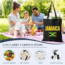 1pc Jamaica Design Print Canvas Tote Bag - Lightweight Reusable Foldable Shoulder Bag With Bold JAMAICA Lettering & National, Stylish Retro Open-Top Bag Daily Use, Holiday, Purse Tote Bag, Spacious Interior, Hand Washable, Fashion Lovers