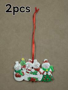 Custom Christmas Decorations, Personalized Christmas Tree Decorations, Customized 2-9 Names Ornaments, Customizable Text Christmas Decorations, Diy Ornaments, Christmas, Living Room Decor, Outdoor, Garden, Snowman Family Pendant, Kids Souvenir, Room Decor, Mom, Dad, Family