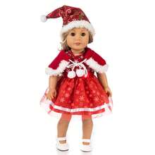 3pcs/Set Christmas Doll Outfit With Snowflake Elements, Including Dress, Cape And Hat, Fits 16-18 Inch Reborn Dolls, Costume For Children 3+ Years Old, Christmas Gift (Doll And Shoes Not Included) - Multicolor - View 4