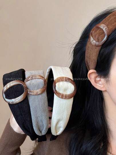 1pc Elegant Solid Color Polyester Headband, Versatile Graceful Headpiece For All Seasons, Hair Band, Hair Hoop