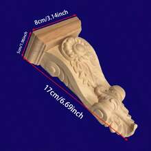 1 件未完成的木制雕花欧式牛腿，家居装饰，6.69x3.14x1.96 英寸，适用于门、窗、入口通道、横梁、特色墙、DIY 装饰