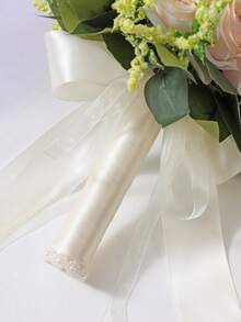 1pc New Artificial Champagne Rose Flower Bouquet, Suitable For Bridesmaids, Brides, Photography Props, Party Decorations - Champagne - View 5