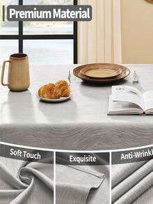 1 pieza Mantel cuadrado de poliéster repelente al agua y a prueba de salpicaduras con diseño de remolino, diseño jacquard inspirado en el océano, adecuado para cocina, mesa de comedor, fiestas en el hogar, festivales, cafés, restaurantes, bufés y talla grande - Gris Claro - Ver 6