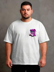 Camiseta Plus Size Masculina  GG ao G5 Modelagem Confortável Estampa Estilo Casual Dia a Dia - Branco - Visão 2