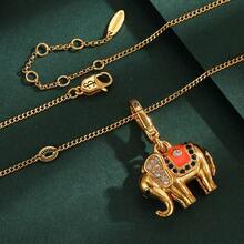 1pc Elegant 3D Blanket Elephant Pendant Necklace, Fashionable Versatile Cute Animal Keychain Accessory, Suitable For Women's Daily Wear