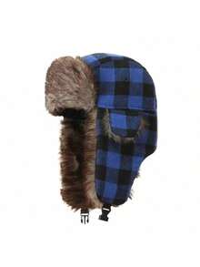 1pc Velvet Trapper Hat, Warm Winter Hat Made Of Blend, Water-Resistant Hunting Cap With Ear Flaps, Windproof And Cold-Proof Fall