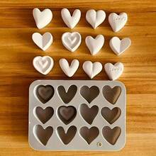 1 Set Silicone Heart Shaped Mold, Suitable For Resin, Candle Or Soap Making - 12 Hearts/6 Hearts, Fit For Valentine's Day, Birthday, New Year, Christmas, Wedding Decoration
