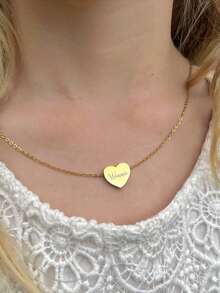 Colar de Dama de Honra para Casamento, Joias Personalizadas de Dama de Honra, Presente de Agradecimento para Dama de Honra, Colar com Nome em Formato de Coração, Colar de Proposta Personalizado - Multicolorido - Visão 10