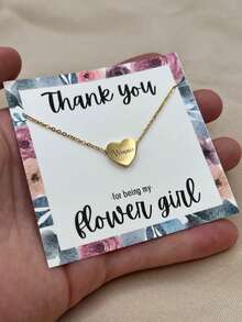 Colar de Dama de Honra para Casamento, Joias Personalizadas de Dama de Honra, Presente de Agradecimento para Dama de Honra, Colar com Nome em Formato de Coração, Colar de Proposta Personalizado - Multicolorido - Visão 6