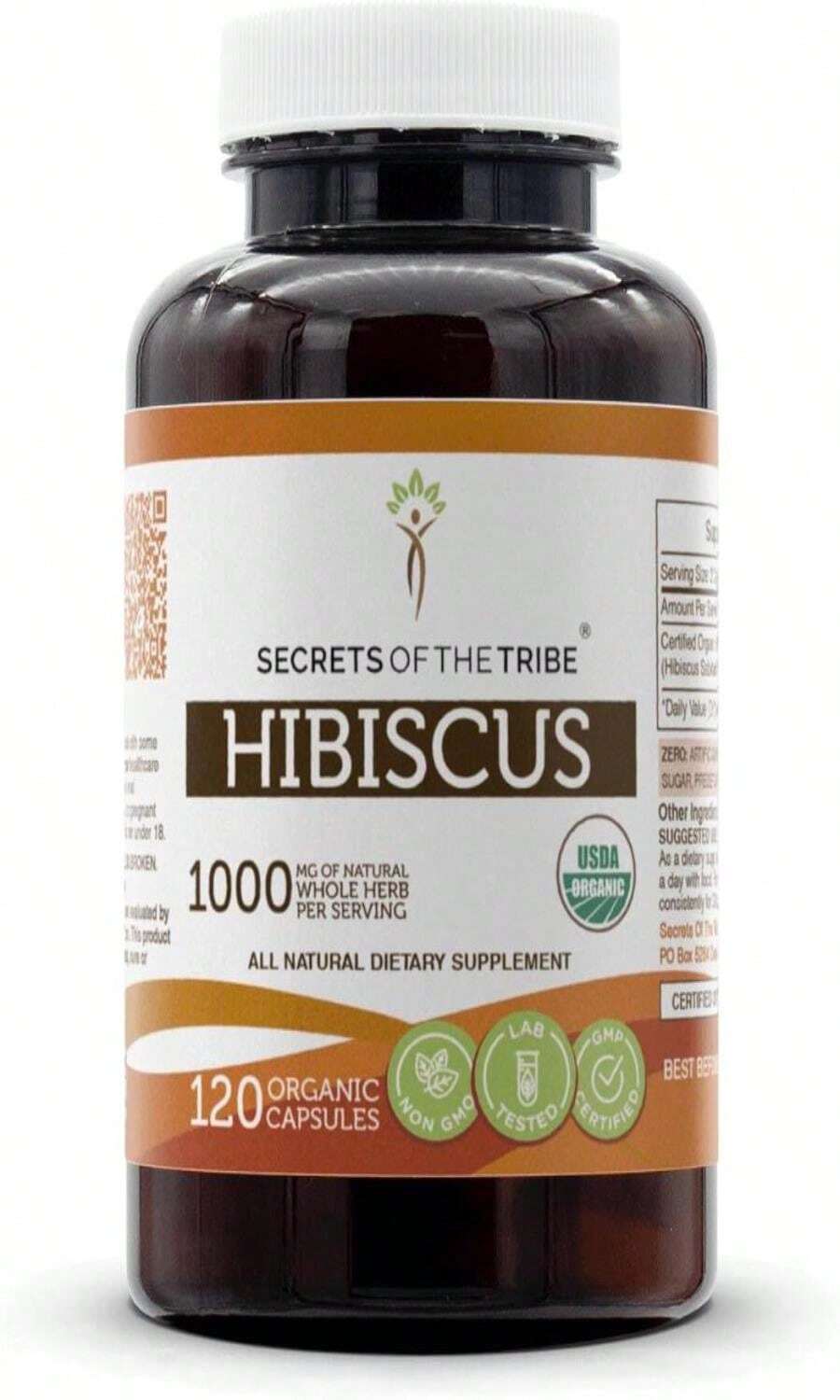 Secrets Of The Tribe Hibiscus USDA Organic Capsules | Certified Organic Vegetarian Capsules, Herbal Dietary Supplement | Hibiscus Sabdariffa Dried Flower (60 Count) - Flavor NameB - 查看 1