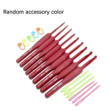 9pcs Crochet Hook Set, Red Crochet Hooks With Soft Grip Handles, Suitable For Beginners And Professionals, Includes Yarn, Knitting Needles, Etc. - Perfect For DIY Crafts, Knitting And Sewing Projects 2.0/2.5/3.0/3.5/4.0/4.5/5.0/5.5/6.0