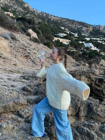 HoloChill Women's Casual Solid Color Crew Neck Pullover Sweater, 2025 Autumn/Winter New Arrival