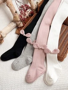 4双女童星耳朵条纹马镫裤袜 - 彩色 - 查看 10