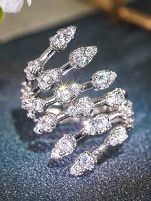 1 件迷人方晶锆石戒指，适合女士结婚订婚周年派对珠宝情人节礼物 - 1# - 查看 7