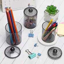 1件/2件/3件棉签收纳盒，塑料收纳盒浴室收纳盒套装，卸妆棉收纳盒，透明，黑色 - 無色 - 查看 8