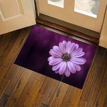 1 szt. Wycieraczka z fioletowym kwiatem, zmywalny dywanik wejściowy z kryształowego aksamitu, odporny na zabrudzenia