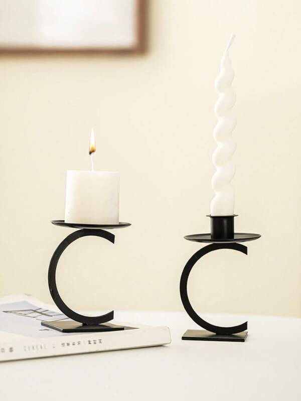 حامل شمعة على الطراز الأوروبي، حامل شمعة بشكل حرف C بسيط، حامل شمعة هندسي لتزيين المنزل، مناسب لوضعه على طاولات غرف المعيشة والطعام والنوم، قطعة ديكورية احتفالية مناسبة لعيد الشكر والكريسماس