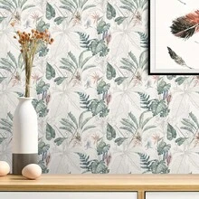 1 Roll Self-Adhesive Wallpaper,Tropical Palm Banana Leaf Pattern,Bohemian Style Plant Wallpaper, Waterproof, Removable, Peel And Paste Vinyl Contact Paper, Suitable For Home Decoration Renovation, Living Room, Dining Room, Bedroom, Wall Decoration, Tabletop, Cabinet, Niche Decoration Transformation, Can Be Cut, Easy To Install Sizes: 44cm/3/5/10m