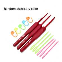 9pcs Crochet Hook Set, Red Crochet Hooks With Soft Grip Handles, Suitable For Beginners And Professionals, Includes Yarn, Knitting Needles, Etc. - Perfect For DIY Crafts, Knitting And Sewing Projects 2.0/2.5/3.0/3.5/4.0/4.5/5.0/5.5/6.0