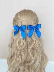 2入組蝴蝶結裝飾髮夾 - 寶藍色 - 查看 6