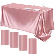 1 khăn trải bàn hình chữ nhật, khăn trải bàn bằng vải satin không phai màu, thích hợp cho tiệc cưới, tiệc cưới cao cấp, trang trí tiệc nhà hàng - vàng hồng - Xem 18