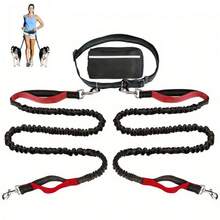 Hands-Free Dog Leash With Reflective Waist Pouch, Retractable Elastic Pet Leash For Walking, Running, Hiking