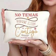 2 piezas, Bolsa de maquillaje con estampado de versículos bíblicos y bolsa de cosméticos con cremallera y bolsa de artículos de tocador - Bolsa de medicina reutilizable estilo bohemio, bolsa de almacenamiento con tema de familia cristiana y estética universitaria - Para la escuela, la decoración del hogar de verano, la bolsa de aperitivos 9in*6in
