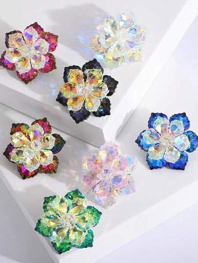 قطعة واحدة دبوس زهرة كريستال لامع للنساء، إكسسوار فستان الزفاف، متوفر بألوان متعددة