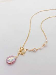 1 pièce Collier de perles baroques élégant, nouveau design minimaliste mode polyvalent affinant pour femmes, convient pour le port quotidien, le style vacances, bijoux pour femmes