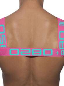 Fashion Men Sexy Shoulder Straps Chest Bondage Elastic Band Harness Muscle Halter Belt Men Bodysuite Clubwear Club Party Costume And Men's Bikini - 玫紅色 - 查看 11