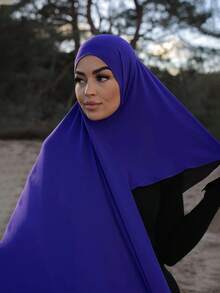 1pc Women's Solid Color Instant Jersey Hijab - Solid Color - View 13