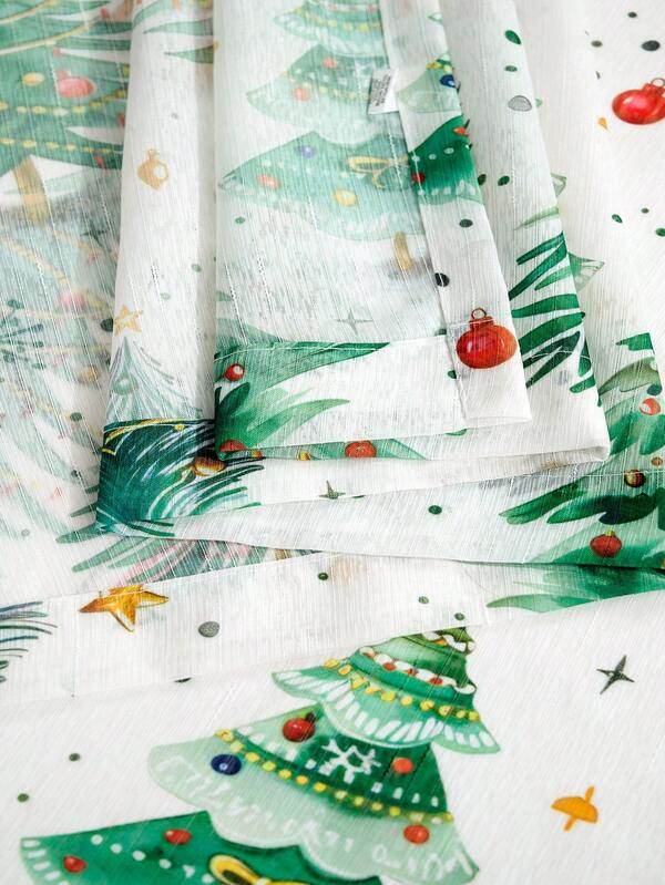 1PC Snowflake Christmas Tree Print Curtain - Holiday Party Window Decoration Panel For Bedroom . Cozy Must-Have