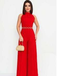 Pleated Jumpsuit For Weddings And Special Events - 紅色 - 查看 3