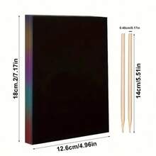 20pcs Scratch Paper+2 Bamboo Pens ,Scratch Rainbow Art Paper Scratch Painting Kit With 2 Bamboo Stick Birthday Party Holiday GiftGift,Amazing Gift