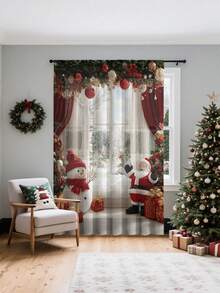 1 Stück Weihnachtskugel & Elementmuster hochwertige dekorative Gardinenstange zum Aufhängen, ganzjährig verwendbar, für Außen, Pavillon, Schlafzimmer, Küche, Büro, Arbeitszimmer, Wohnzimmer - halbtransparenter Vorhang (Stoffgewicht 100g) Wohndekoration Weihnachtsdekorationen Raumdekoration Weihnachtsdekorationen Zuhause - Verschiedenfarbig - Übersicht 6