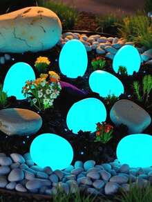 50/20/10 件 4.5 厘米超大夜光石发光石花园配件微景观鱼缸装饰户外露台草坪庭院套件鹅卵石花瓶填充夜光花园鹅卵石适用于庭院和人行道装饰 DIY 装饰夜光石（颜色混合） - 彩色 - 查看 6