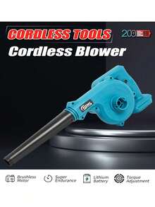 Soplador de hojas inalámbrico, barredora/aspiradora eléctrica de mano 2 en 1 con batería de litio de 18 V 2,0 Ah para soplar hojas, limpiar polvo, basura pequeña, automóvil, unidad principal - Azul - Ver 5