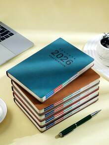 1 Piece 2026 A5 (140 Pages) Standard Plan Calendar Planning: High-Quality PU Leather (January December) Daily, Weekly, And Monthly Agendas, 365 Day To-Do List Planned By Planner, Perfect Gift (Blue, Brown, Gray, Khaki)