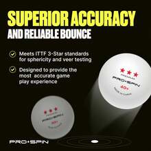 PRO SPIN Pelotas de Pong Blancas de 3 Estrellas de Nivel de Torneo |   Calidad de la Competencia |   Tamaño Oficial y Peso para Tenis de Mesa - 3 unidades - Ver 12