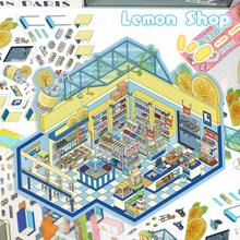 New Large Size DIY Scene Stickers, Adult Landscape Stickers, House Stickers, Scrapbooking Stickers, 3D Miniature House Micro Landscape Stickers, DIY Scrapbook Stickers, Landscape Stickers, Scenery Stickers, Notebook Stickers, Reusable, Multiple Sizes Available - Multicolor - View 3