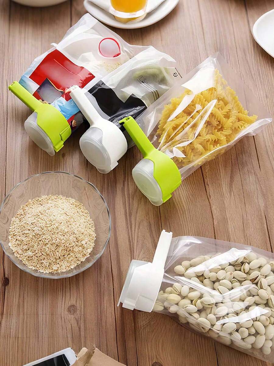 Spill-Proof Food Bag Clips, Reusable Plastic Sealable Snack Bag Clips With Pouring Spout - Kitchen Gadgets For Snacks & More - Multicolor - View 1