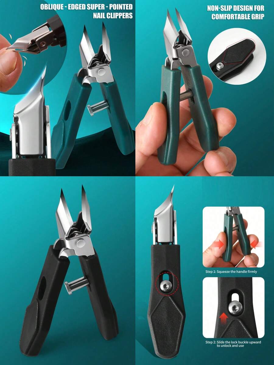 新款长柄弧形指甲钳，超锋利宽刃弯刀片指甲钳，指甲槽钳，鹰嘴钳，宽口修脚工具 - 彩色 - 查看 1