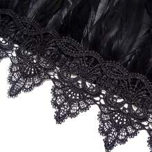 1 件黑色人造羽毛披肩披肩蕾丝领女款、手链、项链 Cosply 派对装饰配件万圣节服装 - 黑色 - 查看 2