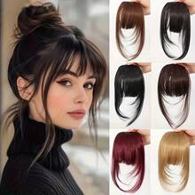 LYSW 1pc Fashionable High-Temperature Fiber Bangs & Sideburns Hair Extension Piece, Women Long Bangs Invisible Hair Clip HA2841, Hair Accessories